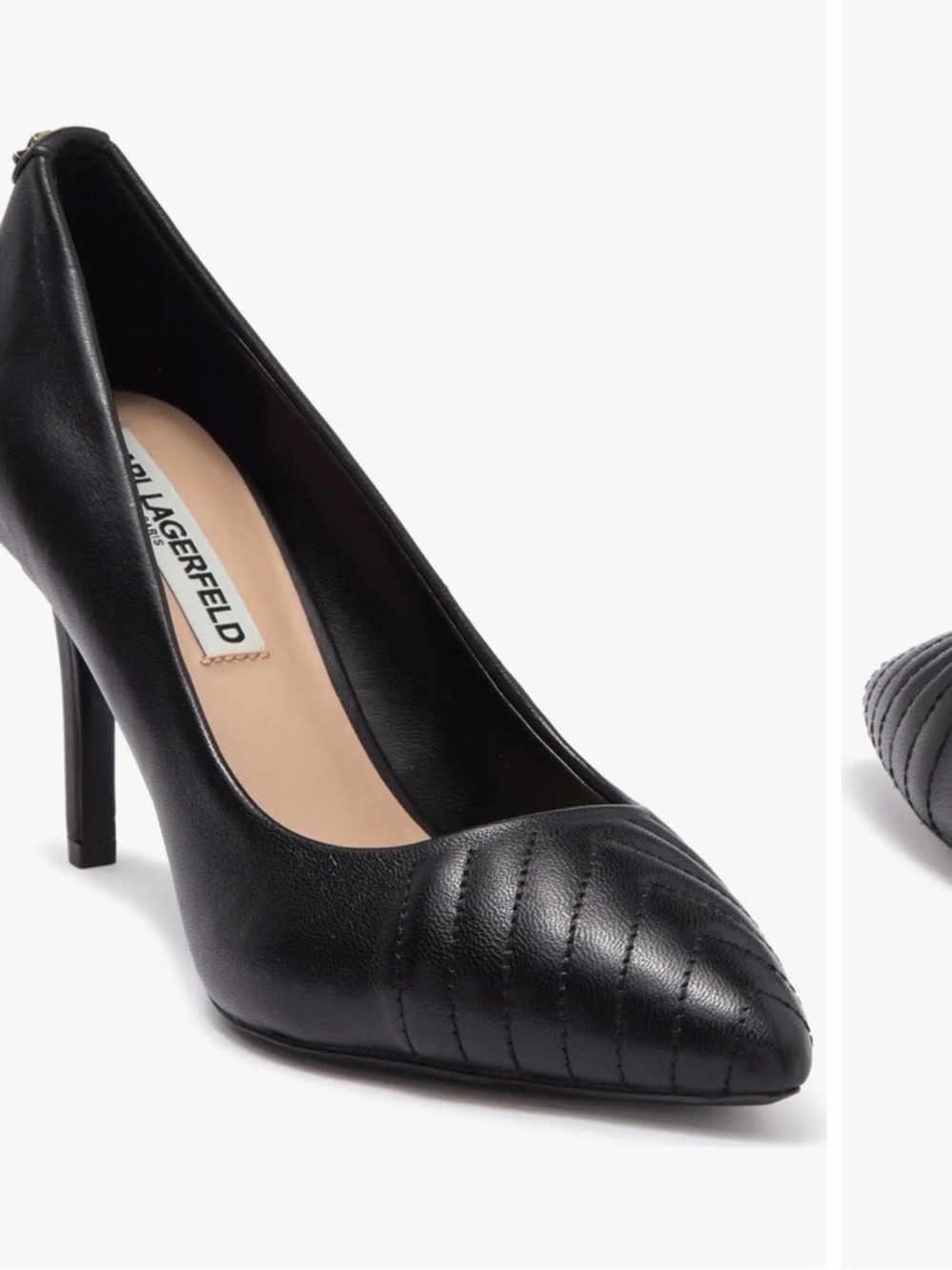 Karl Lagerfeld Black Quilted Pointed-Toe Stiletto Pumps